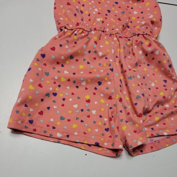 Picapino Outfit Girls 5T Jumpsuit Pink Hearts Short One-Piece 5 Comfort Stretch - Picture 9 of 12